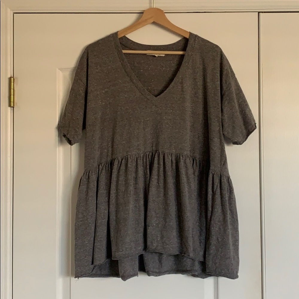 Gray, cotton , peplum top